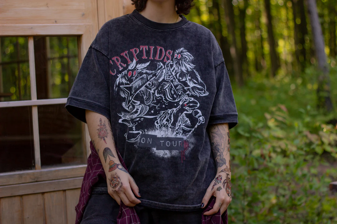Cryptids on Tour // Vintage Black Wash T-Shirt - Image 4