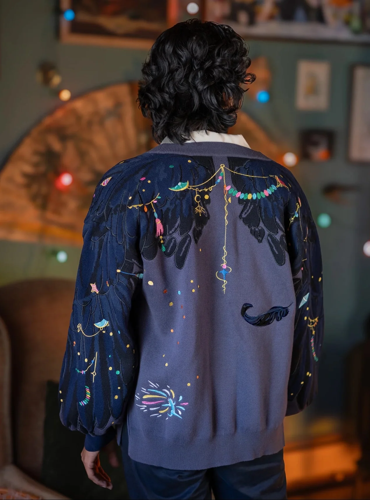 The Wizard of Flame & Feathers // Embroidered Cardigan - Image 7